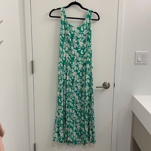 Green floral mid length dress